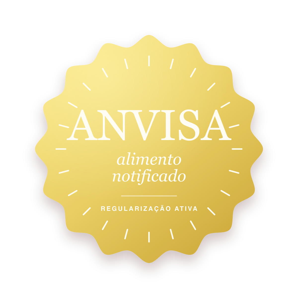 Selo: alimento notificado na Anvisa, com regularização ativa